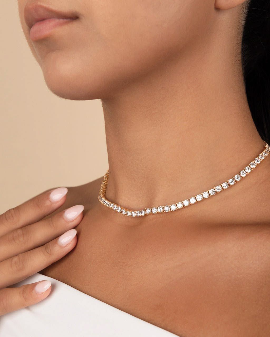 Tennis gold choker necklace